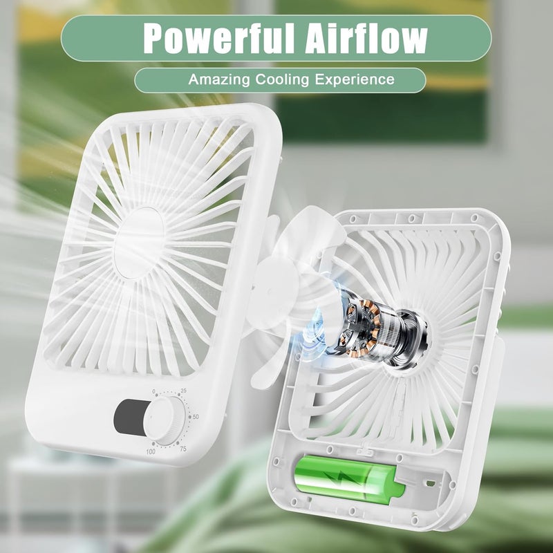 COOPERWIN Travel Fan for Sleeping, 6.8" Small Portable Fan Rechargeable Battery Powered, 100 Speeds Personal Mini Desk Fan for Office Bedroom, Cruise Ship Beach Vocation Travel Essentials, White - Image 5